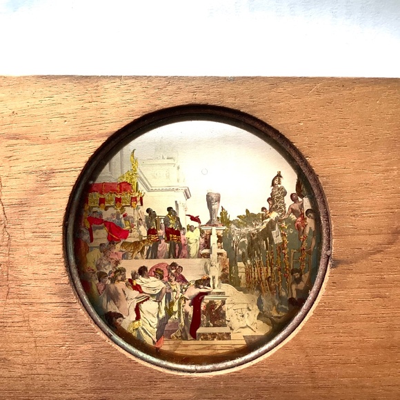antique magic lantern slide Ancient Rome glass and wooden slide - Picture 1 of 8